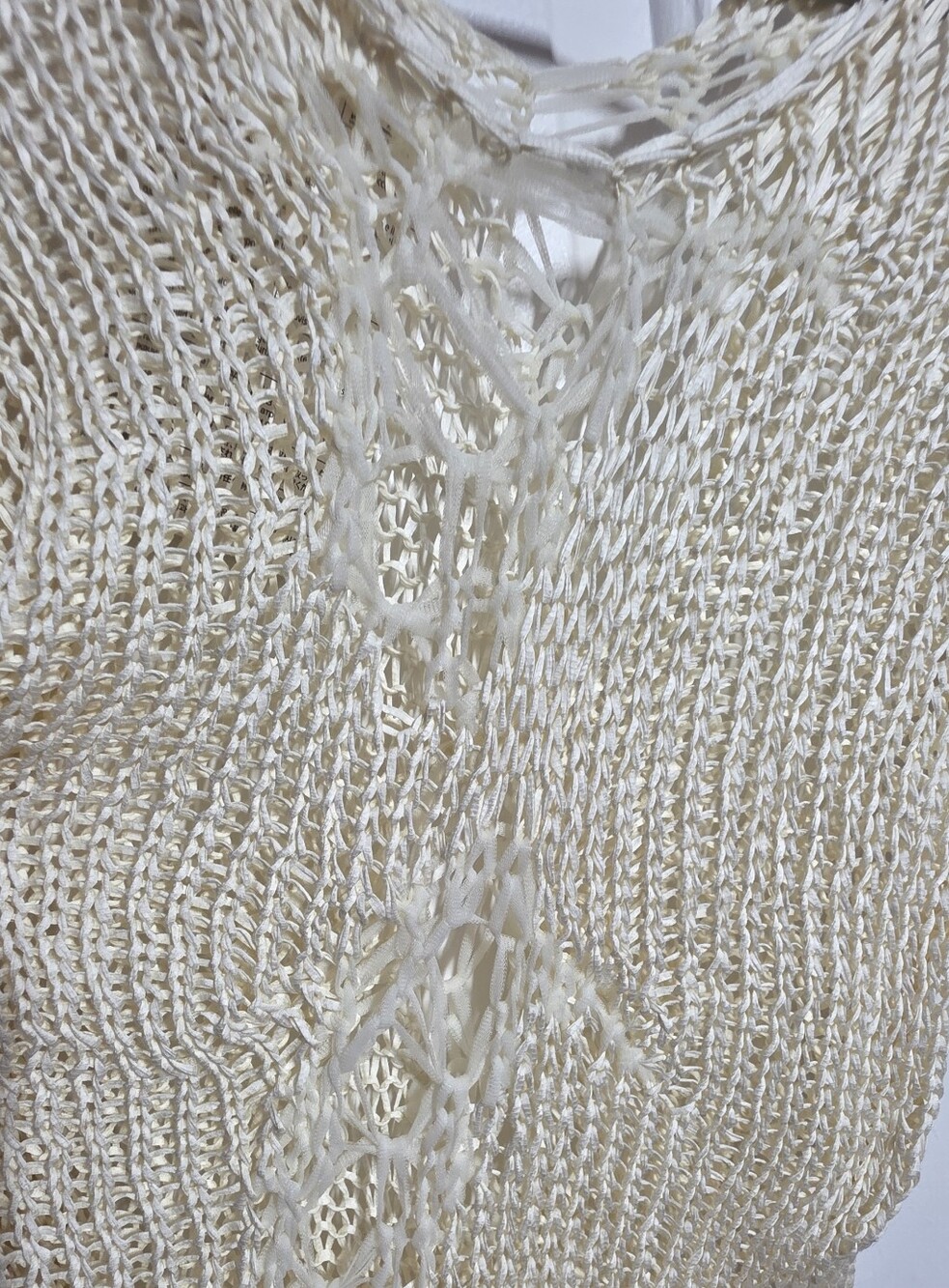 Sheer Open-Knit Cream Long-Sleeve Sweater - Picture 11 of 11